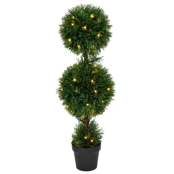 Pre-Lit Double Ball Cedar Potted Topiary-Kirkland's Home Best