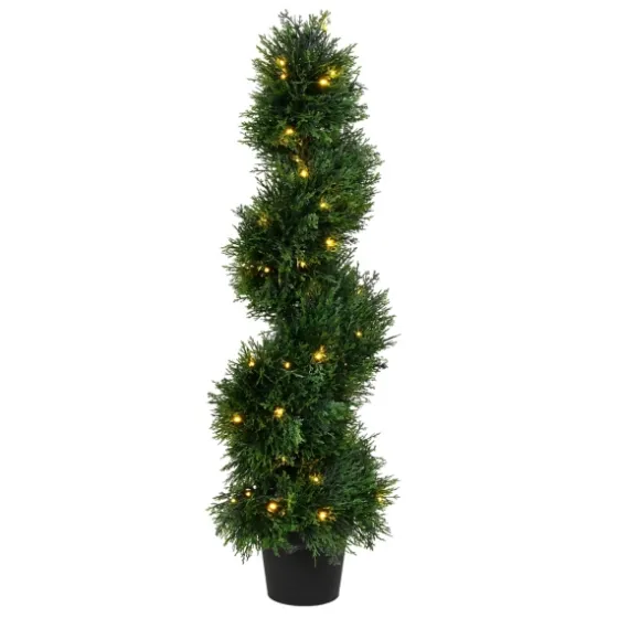 Pre-Lit Potted Spiral Pond Cypress Topiary, 3 Ft.-Kirkland's Home Sale