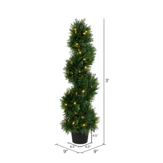 Pre-Lit Potted Spiral Pond Cypress Topiary, 3 Ft.-Kirkland's Home Sale