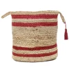Red Double Stripe Jute Basket With Handles, 19 In.-Kirkland's Home Sale