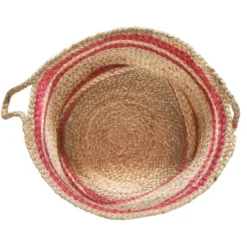 Red Double Stripe Jute Basket With Handles, 17 In.-Kirkland's Home Cheap