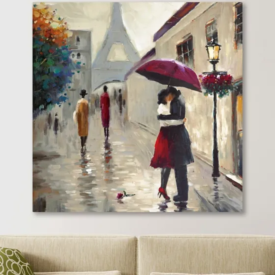 Red Umbrella Couple Giclee Canvas Art Print-Kirkland's Home New