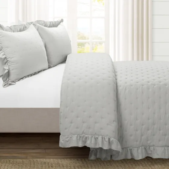 Reyna Ruffle 3-Pc. King Quilt Set-Kirkland's Home Discount