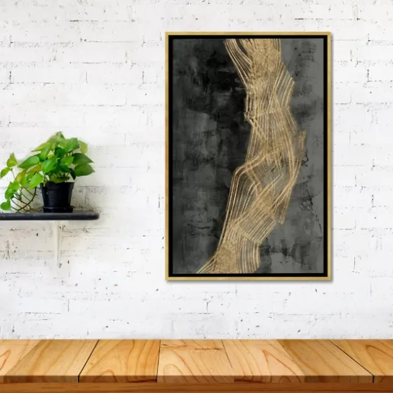 Ribbon Of Gold Abstract Canvas Framed Art-Kirkland's Home Shop