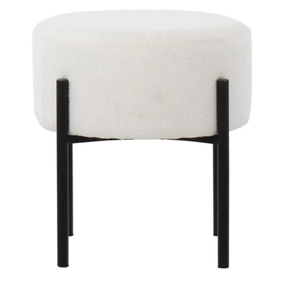 Round Cream Upholstered Metal Base Ottoman-Kirkland's Home Hot