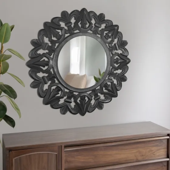Round Hand Carved Mandala Medallion Mirror-Kirkland's Home Cheap