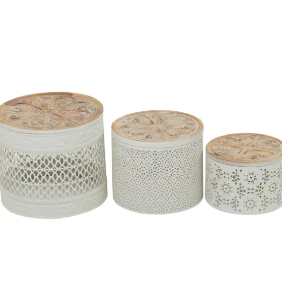 Round Intricate Laser Cut Boxes, Set Of 3-Kirkland's Home Clearance