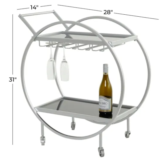 Round Metal And Glass 2-Ter Bar Cart-Kirkland's Home Sale
