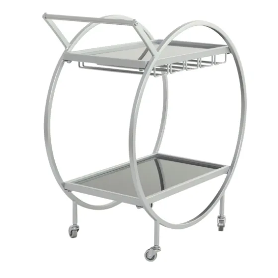 Round Metal And Glass 2-Ter Bar Cart-Kirkland's Home Sale