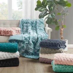 Ruched Fur Throw-Kirkland's Home Best