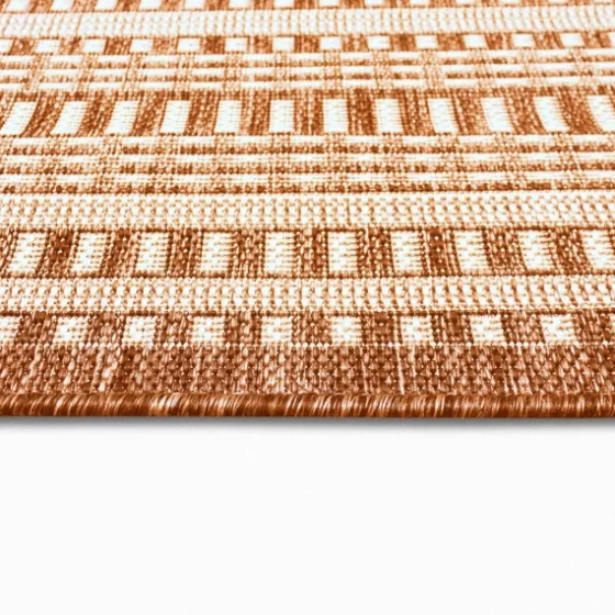 Rust Linear Macy Indoor/Outdoor Area Rug, 7X9-Kirkland's Home Outlet