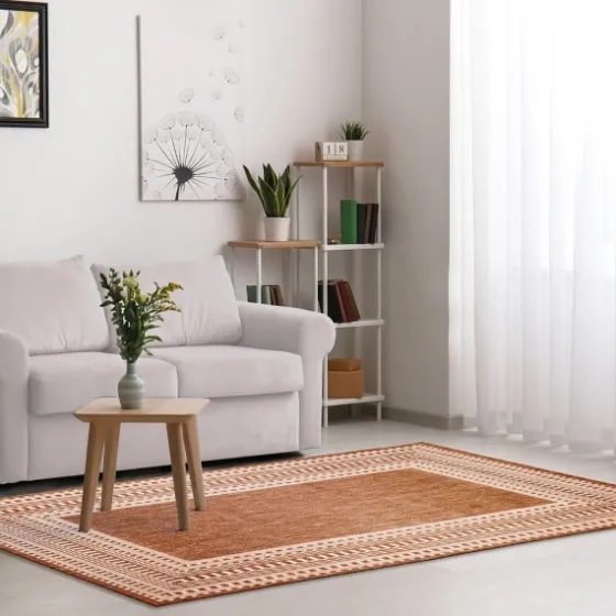 Rust Linear Macy Indoor/Outdoor Area Rug, 6X9-Kirkland's Home Sale