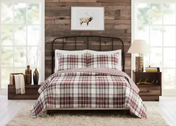 Rust Plaid Camden King 3-Pc. Quilt Set-Kirkland's Home Outlet