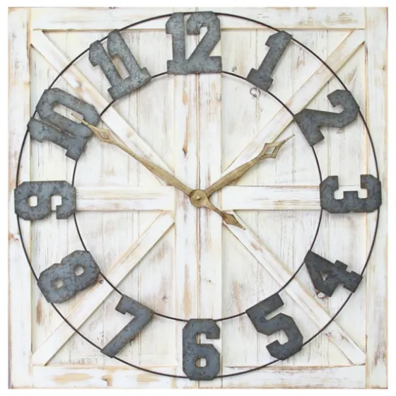 Rustic Farmhouse White Square Wall Clock-Kirkland's Home Clearance