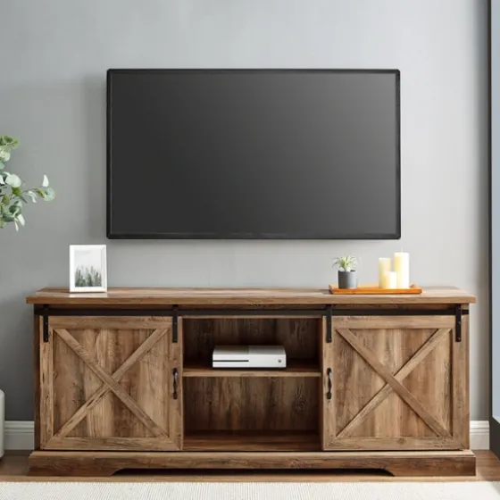 Rustic Oak Sliding Barn Door Tv Stand-Kirkland's Home Cheap