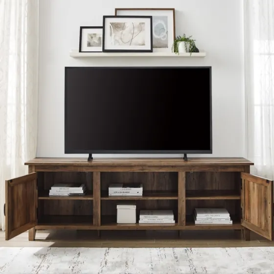Rustic Oak Wood Grooved Door Tv Stand-Kirkland's Home Fashion
