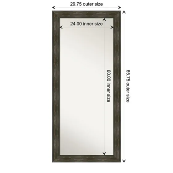 Rustic Rail Charred Framed Mirror, 30X66 In.-Kirkland's Home Sale