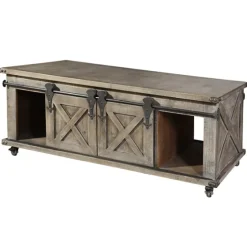 Rustic Wood Rolling Barn Door Coffee Table-Kirkland's Home Discount