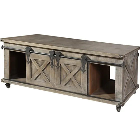 Rustic Wood Rolling Barn Door Coffee Table-Kirkland's Home Discount