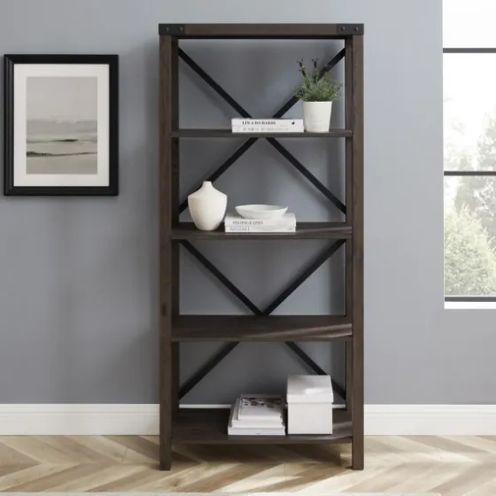 Sable Wood X-Frame Classic Bookcase-Kirkland's Home Fashion
