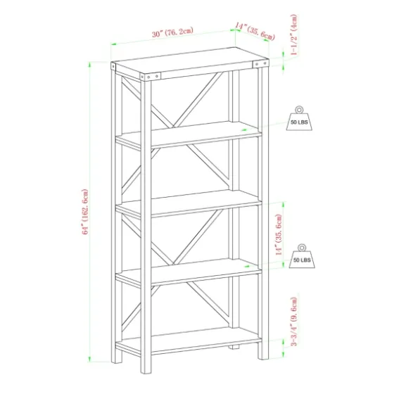 Sable Wood X-Frame Classic Bookcase-Kirkland's Home Fashion