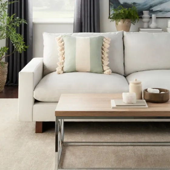 Sage And Ivory Striped Tassel Pillow-Kirkland's Home Hot