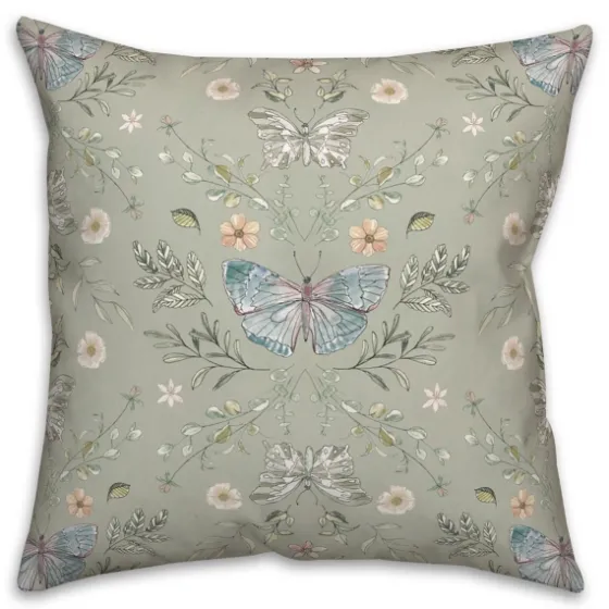 Sage Botanical Butterfly Throw Pillow-Kirkland's Home Clearance