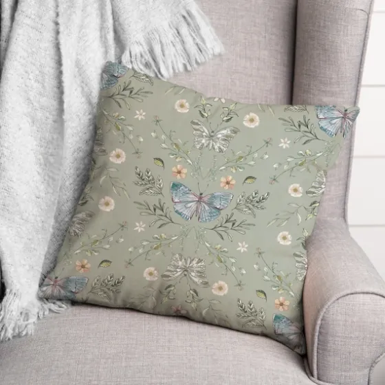 Sage Botanical Butterfly Throw Pillow-Kirkland's Home Clearance