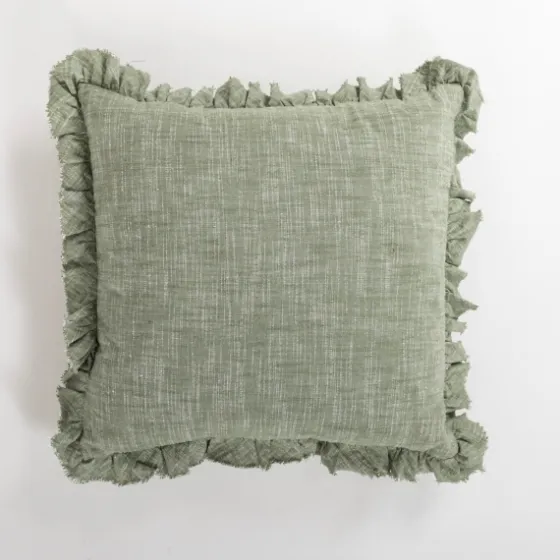 Sage Chambray Ruffle Edge Pillow-Kirkland's Home Shop