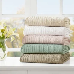 Sage Oversized Quilted Scalloped Edge Throw-Kirkland's Home New