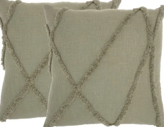 Sage Tufted Diamond 2-Pc. Pillows, 24 In.-Kirkland's Home Cheap