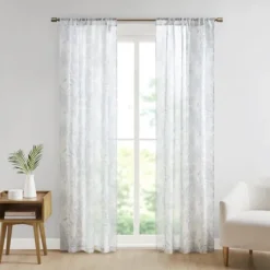 Sheer Botanical Curtain Panel Set, 84 In.-Kirkland's Home Flash Sale