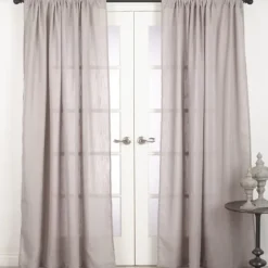 Sheer Dark Linen Curtain Panel, 108 In.-Kirkland's Home Sale