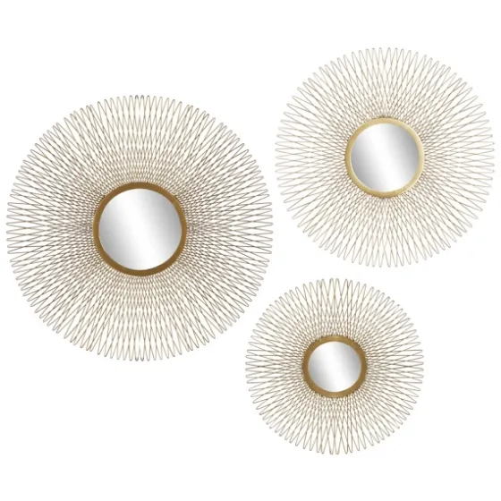 Shining Golden Sunburst 3-Pc. Wall Mirror Set-Kirkland's Home New