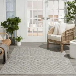 Silver Diamond Outdoor Area Rug, 6X9-Kirkland's Home Best Sale