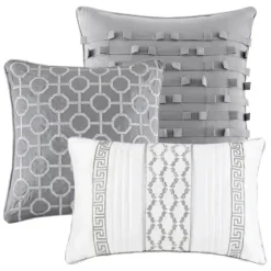 Silver Geometric Stripes 7-Pc. Queen Comforter Set-Kirkland's Home Outlet