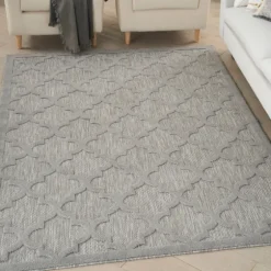 Silver Trellis Indoor/Outdoor Area Rug, 5X7-Kirkland's Home Fashion