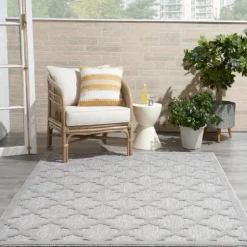 Silver Trellis Indoor/Outdoor Area Rug, 5X7-Kirkland's Home Fashion