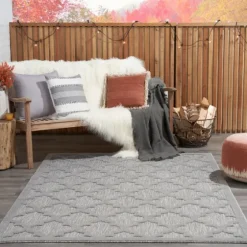 Silver Trellis Indoor/Outdoor Area Rug, 5X7-Kirkland's Home Fashion