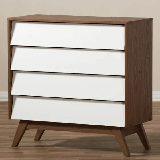 Slant Two-Tone Walnut 4-Drawer Chest-Kirkland's Home Flash Sale