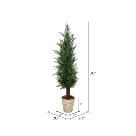 Small Cedar Tree In Mossy White Planter, 36 In.-Kirkland's Home Online