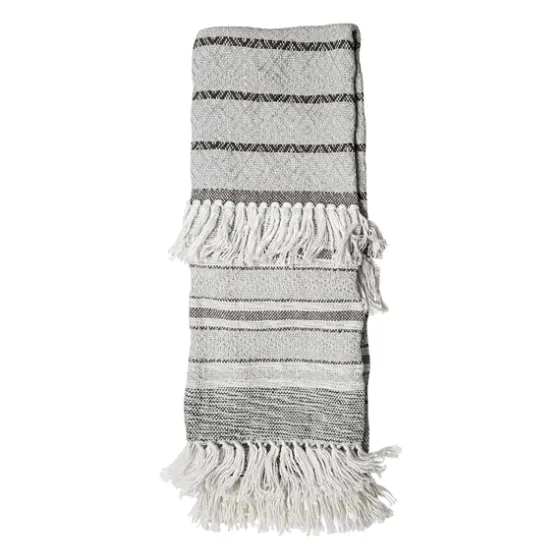 Smokey Gray Fringe Stripe Outdoor Throw Blanket-Kirkland's Home Cheap