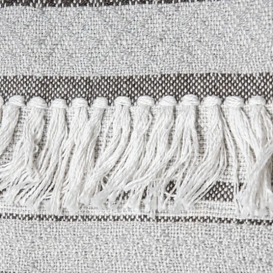 Smokey Gray Fringe Stripe Outdoor Throw Blanket-Kirkland's Home Cheap