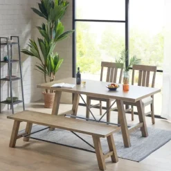 Sofia Wooden Dining Table With Metal Bars-Kirkland's Home Shop
