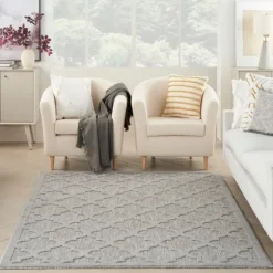 Soft Silver Trellis Outdoor Area Rug, 4X6-Kirkland's Home Hot