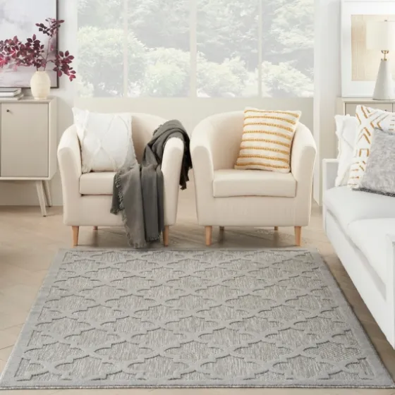 Soft Silver Trellis Outdoor Area Rug, 4X6-Kirkland's Home Hot