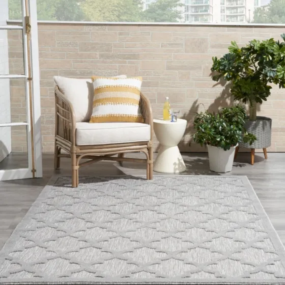 Soft Silver Trellis Outdoor Area Rug, 4X6-Kirkland's Home Hot