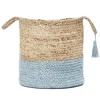 Spa Blue And Tan Woven Basket With Tassel, 19 In.-Kirkland's Home Best