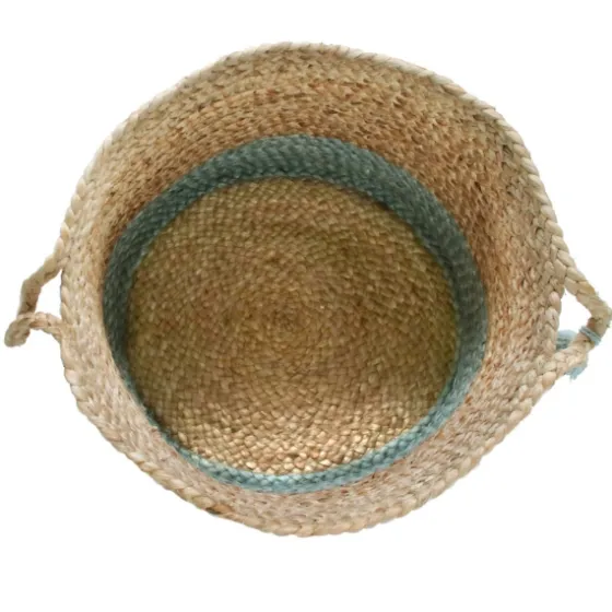 Spa Blue And Tan Woven Basket With Tassel, 19 In.-Kirkland's Home Best