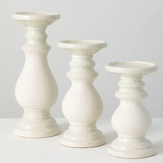 Speckled Ceramic Candle Holders, Set Of 3-Kirkland's Home Outlet
